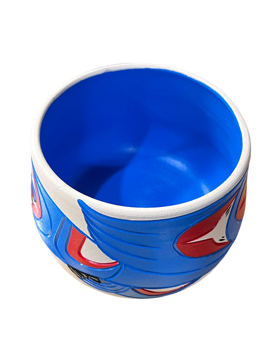 Ceramic Pot - Small - Hummingbird - Red & Blue