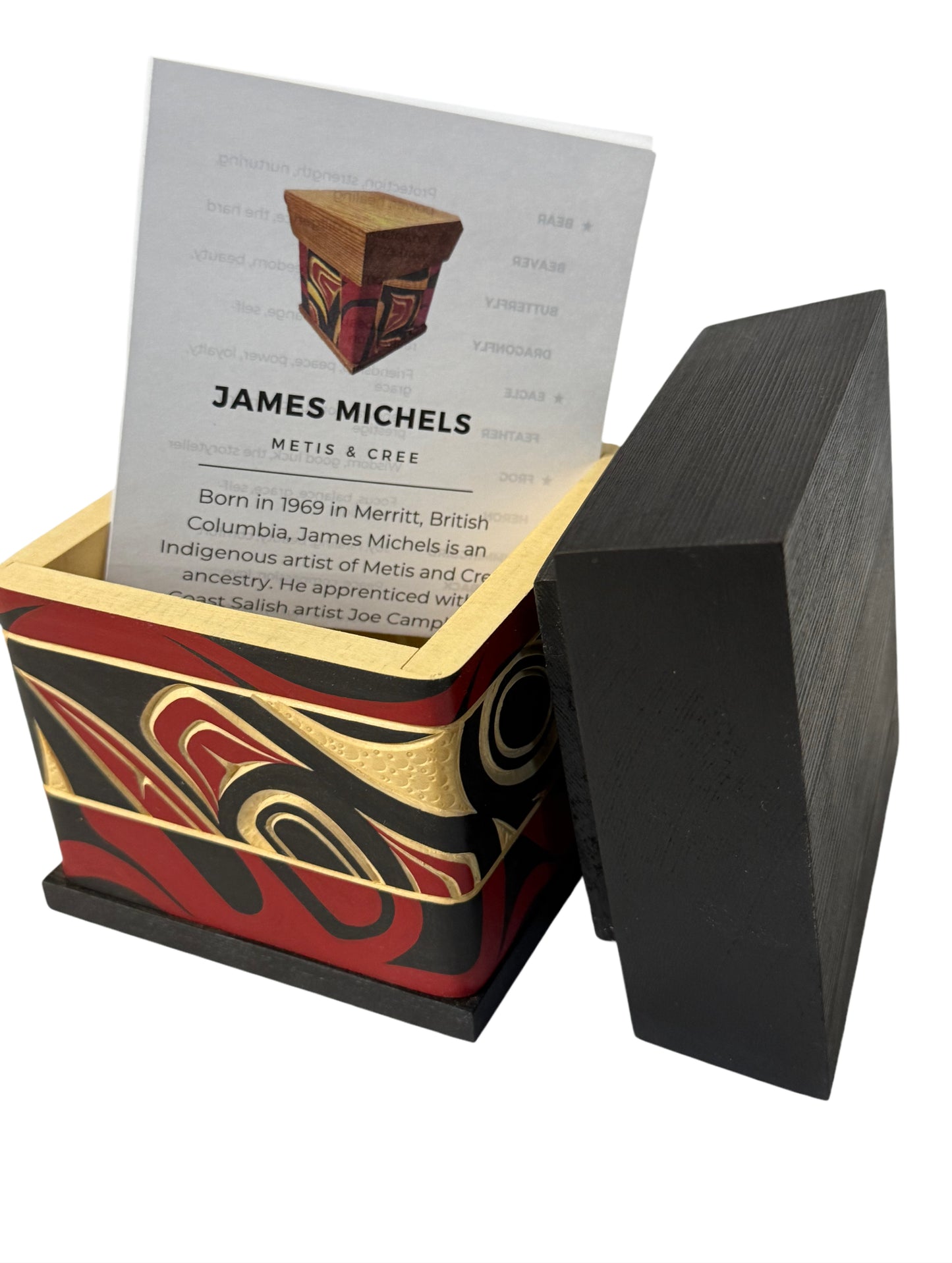 Bentwood Box - Carved - Raven - Black