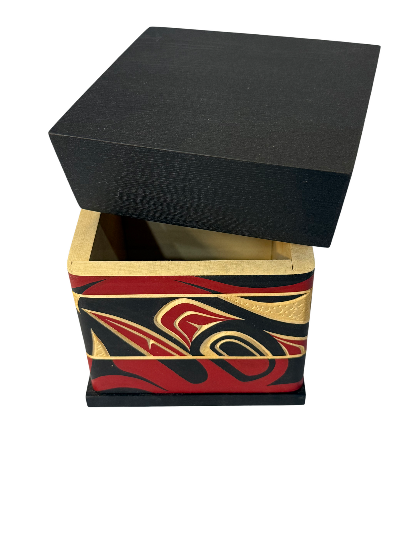 Bentwood Box - Carved - Raven - Black