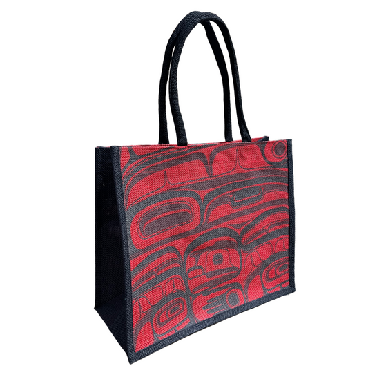 Tote Bag - Jute - Raven Transforming - Red