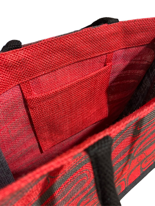 Tote Bag - Jute - Raven Transforming - Red