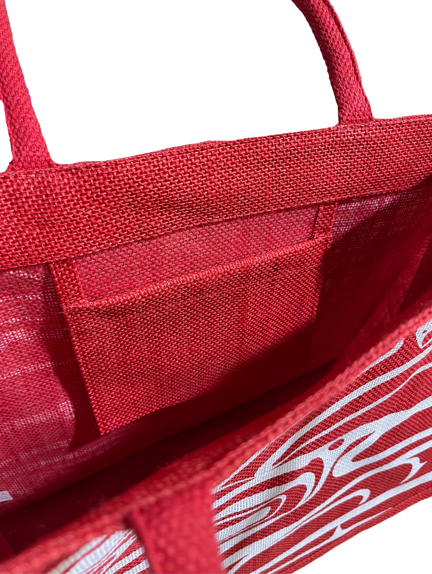 Tote Bag - Jute - Raven Red & White