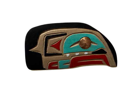 Wooden Brooch - Red Cedar - Salmon