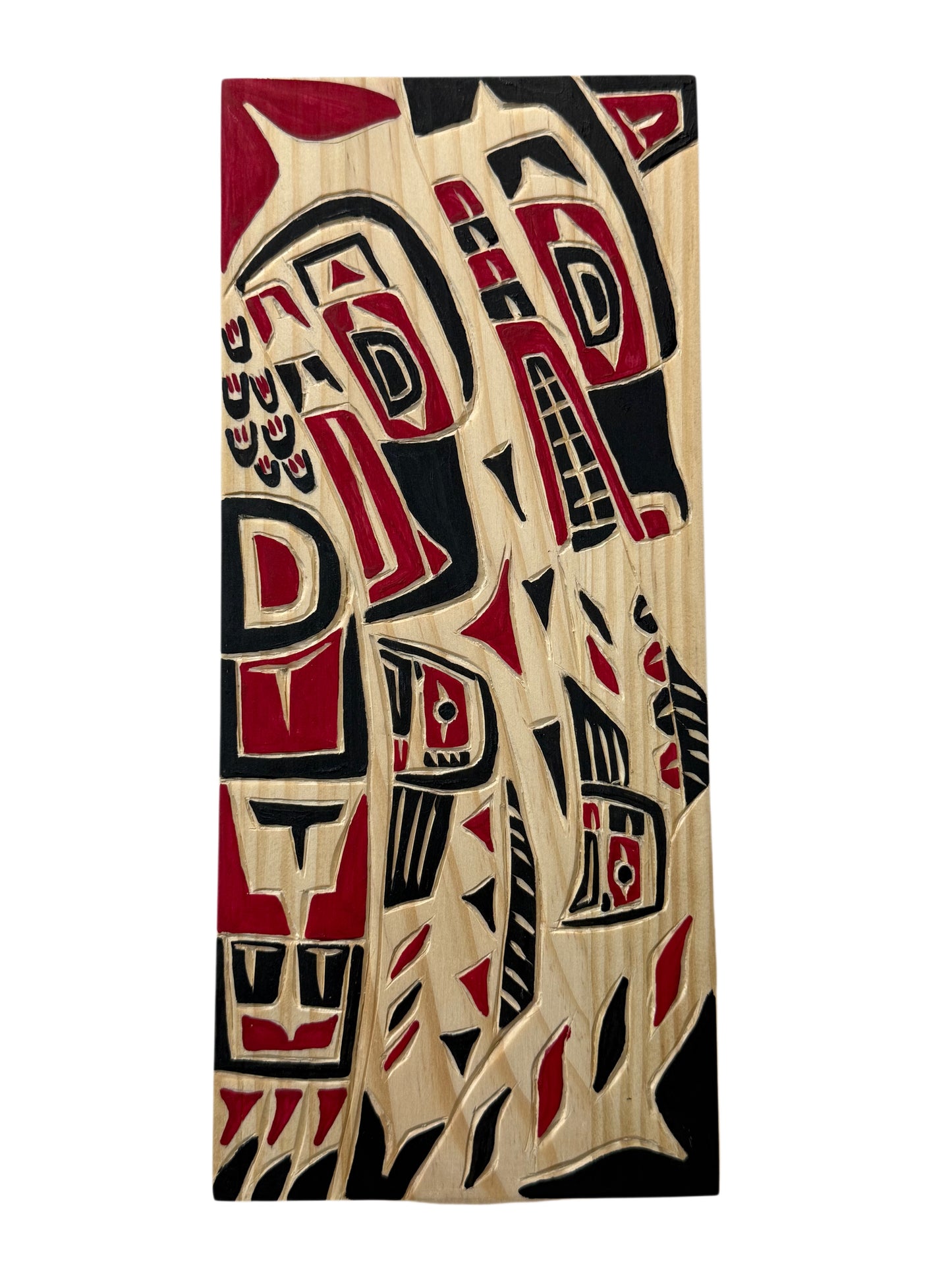Wooden Plaque - Pine - Mini Panel - Eagle, Bear, Salmon