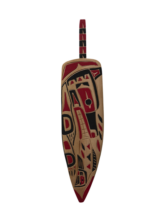 Wooden Plaque - Red Cedar - Feather - Bear & Salmon