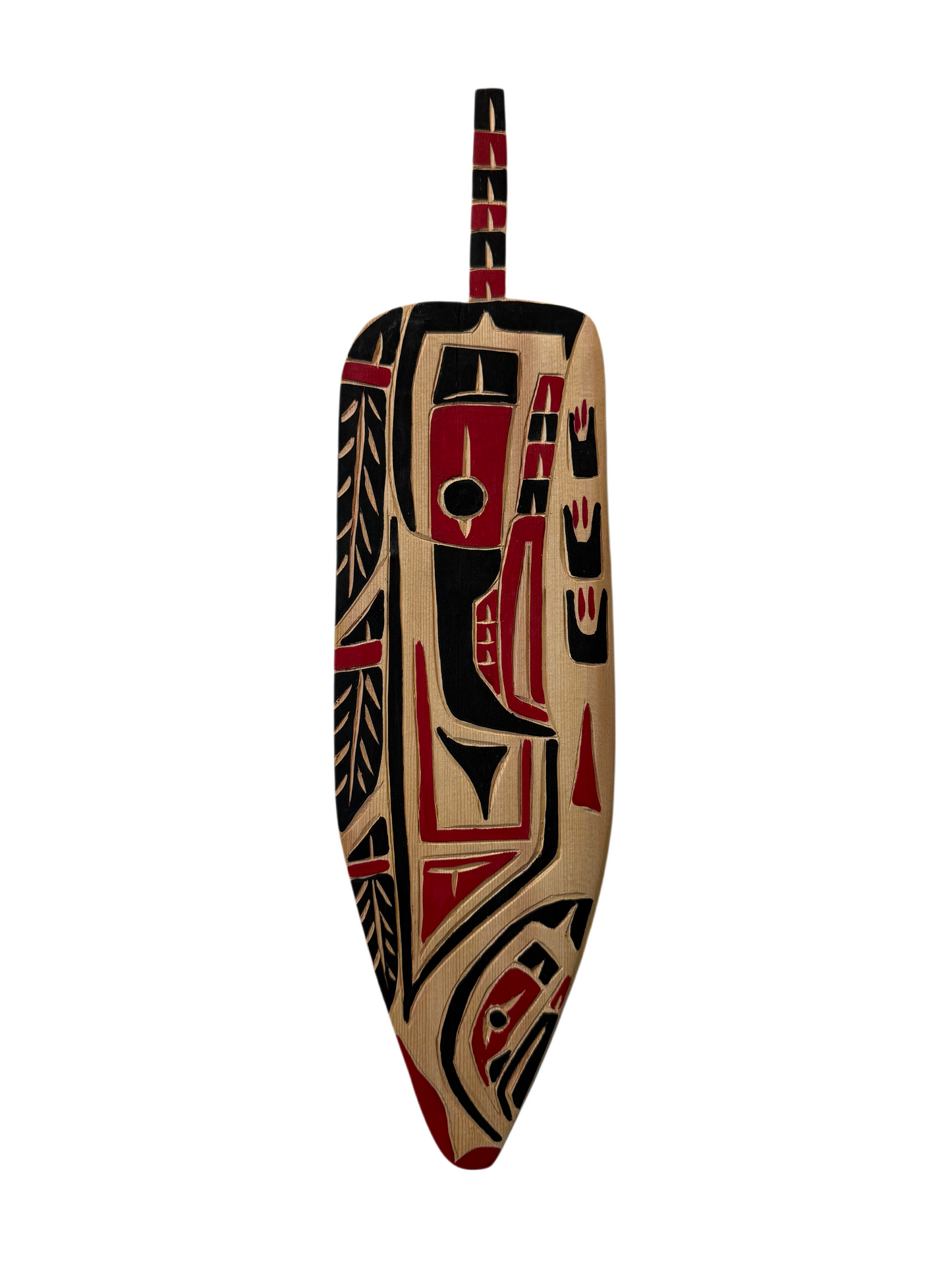 Wooden Plaque - Red Cedar - Feather - Raven & Salmon