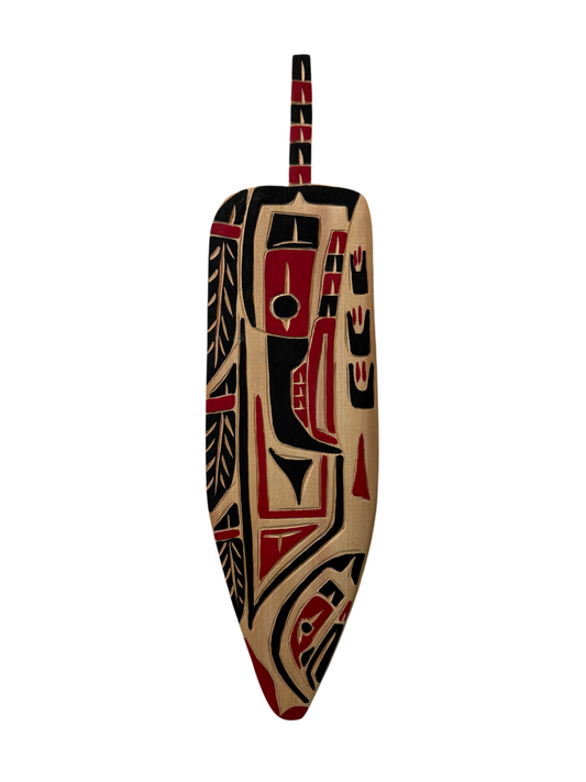Wooden Plaque - Red Cedar - Feather - Raven & Salmon