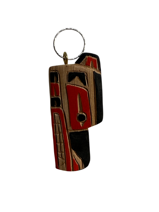 Wooden Keychain - Red Cedar - Wolf