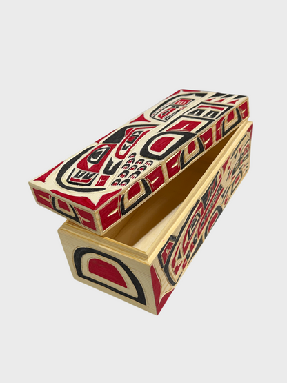 Wooden Box - Pine - Bear, Eagle, Salmon, Raven