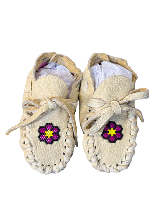 Moccasins - Infant - Deerskin - Flower Beading