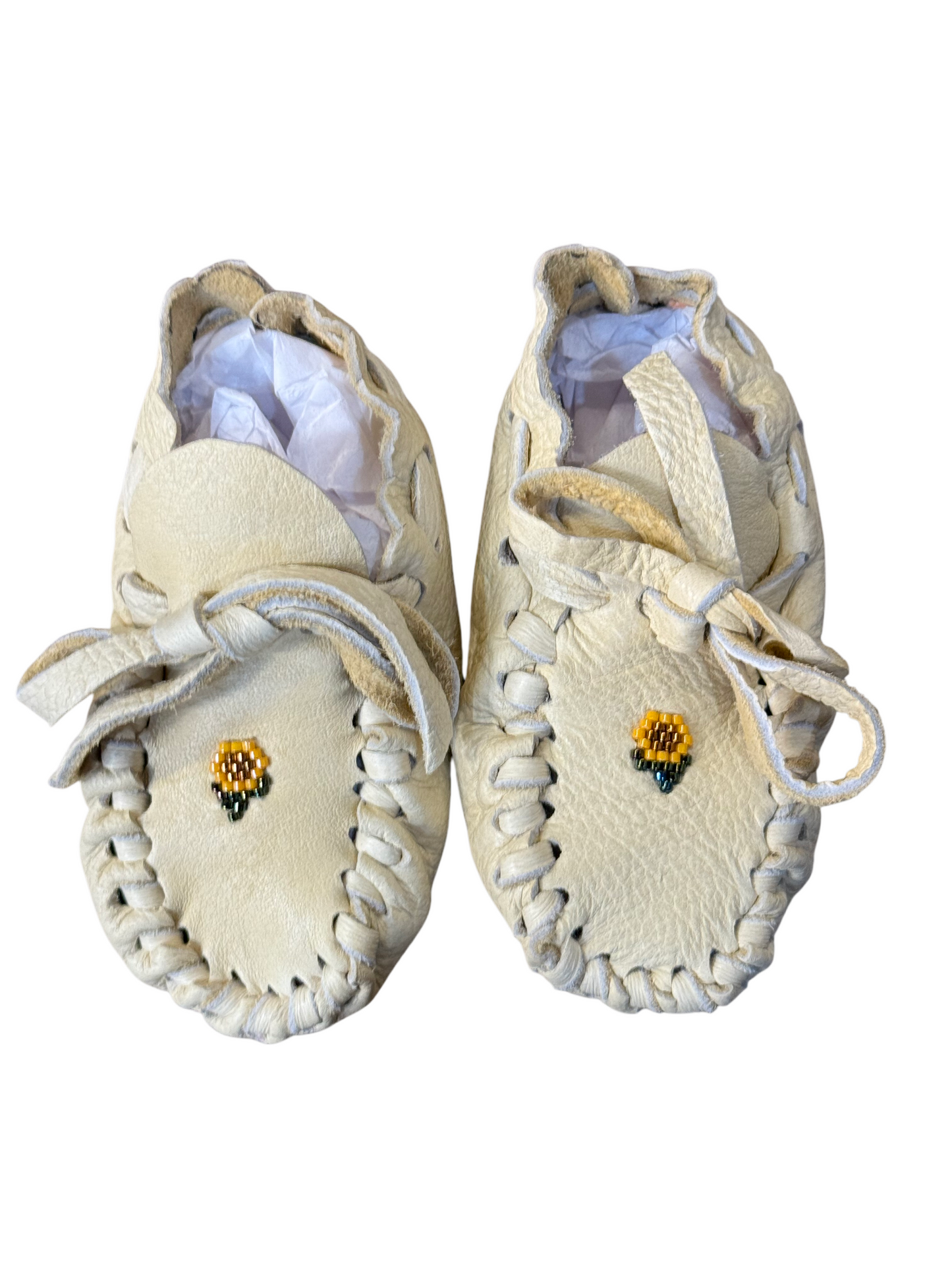 Moccasins - Infant - Deerskin - Sunflower Beading