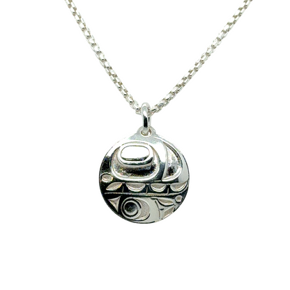 Pendant - Sterling Silver - Round - Orca - Mini - 15mm