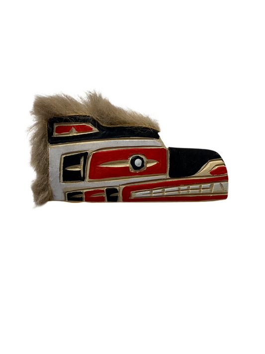 Wooden Brooch - Yellow Cedar - Wolf