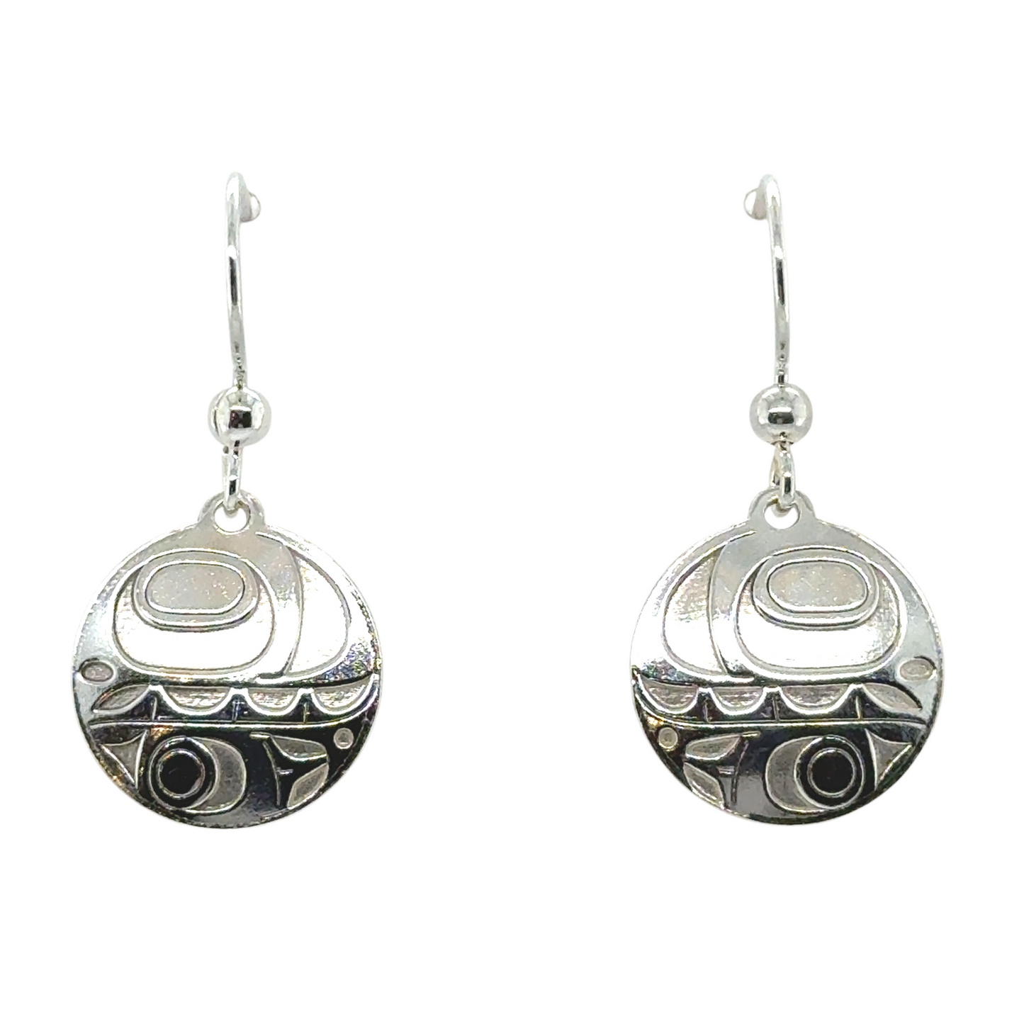 Earrings - Sterling Silver - Drop - Round - Orca - Small - 15mm