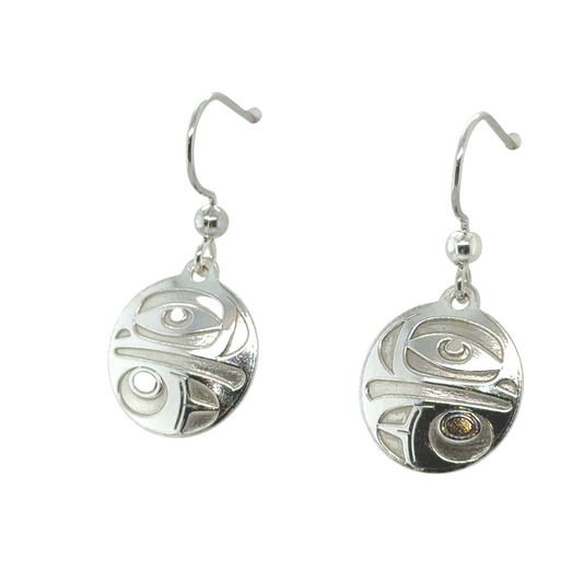 Earrings - Sterling Silver - Drop - Round - Eagle - Small - 15mm