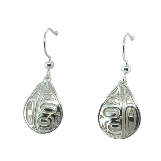 Earrings - Sterling Silver - Drop - Teardrop - Raven - Small - 19mm