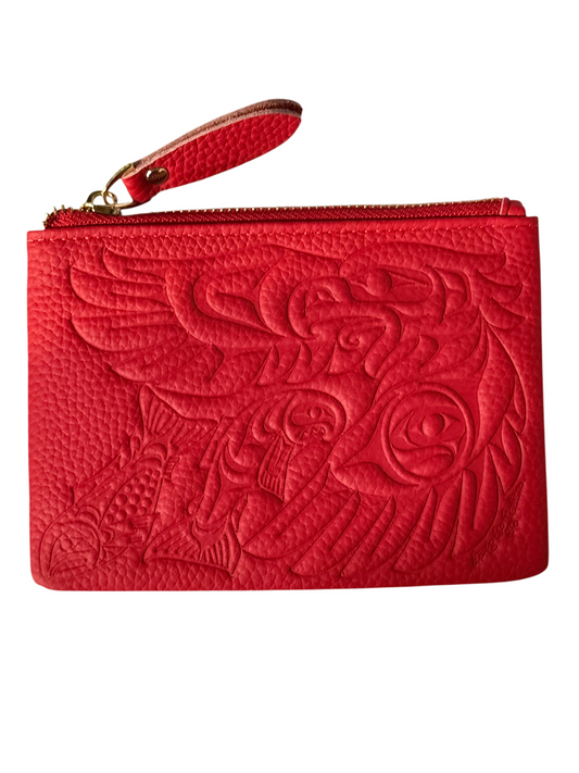 Coin Purse  - Leather - Red - Eagle & Salmon