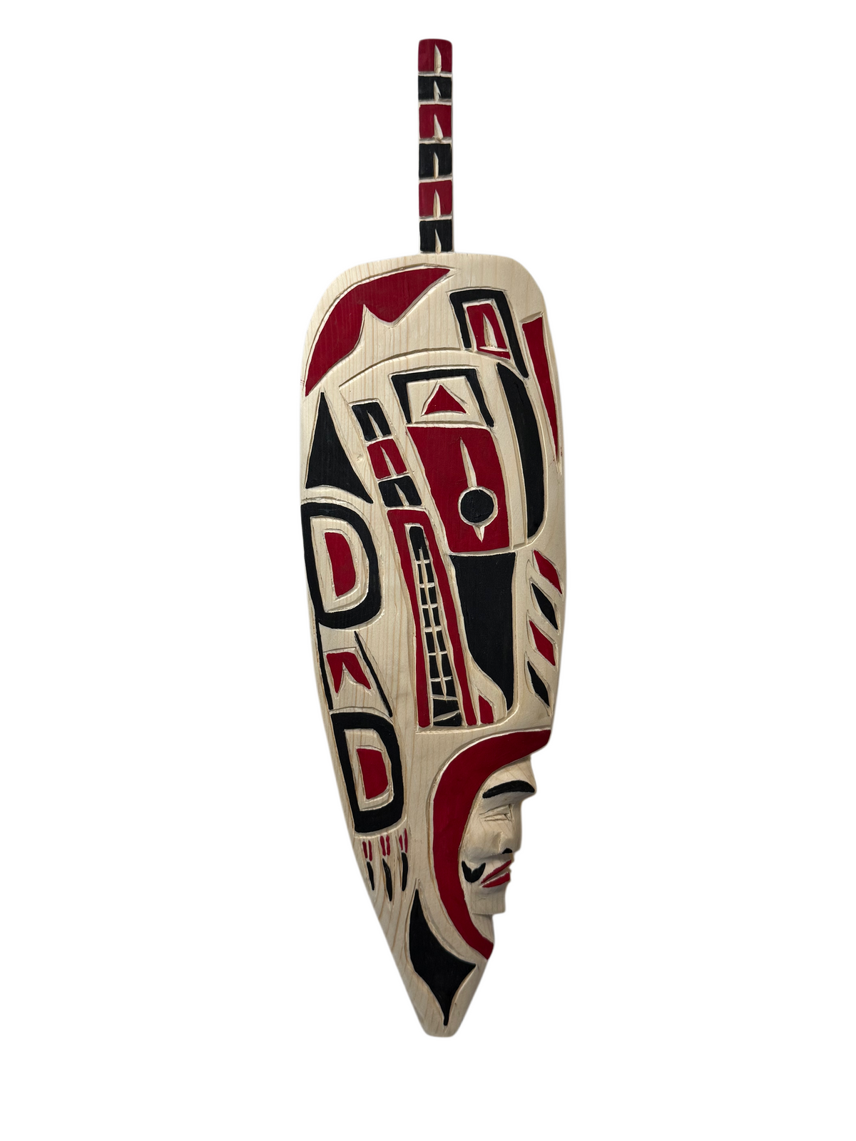 Wooden Plaque - Pine - Feather - Wolf & Moon Man
