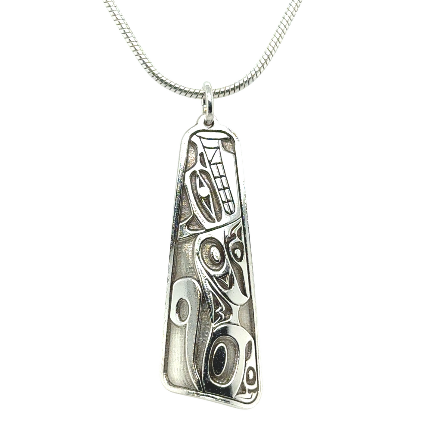 Pendant - Sterling Silver - Triangle - Wolf - 38mm