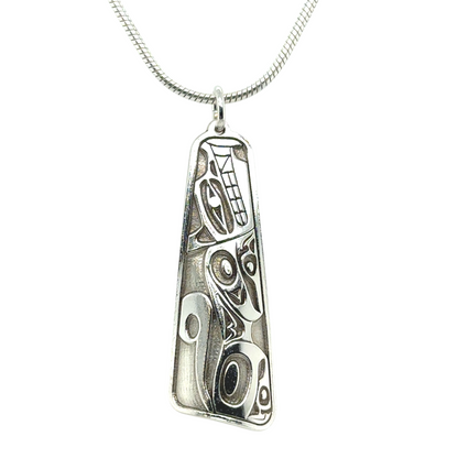 Pendant - Sterling Silver - Triangle - Wolf - 38mm