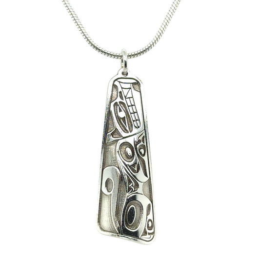 Pendant - Sterling Silver - Triangle - Wolf - 38mm