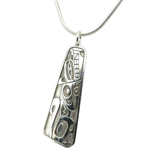 Pendant - Sterling Silver - Triangle - Wolf - 38mm