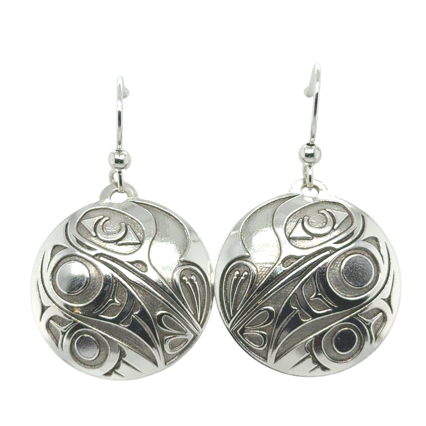Earrings - Sterling Silver - Drop - Round - Hummingbird - Large - 25mm
