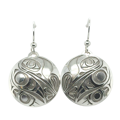 Earrings - Sterling Silver - Drop - Round - Hummingbird - Large - 25mm