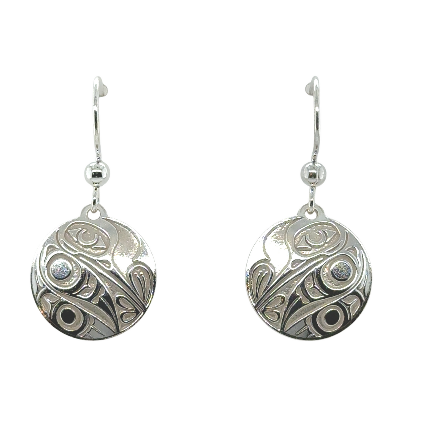 Earrings - Sterling Silver - Drop - Round - Hummingbird - Small - 15mm