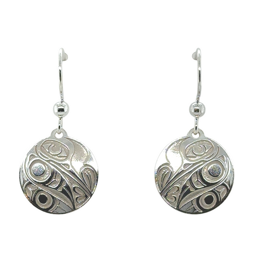 Earrings - Sterling Silver - Drop - Round - Hummingbird - Small - 15mm