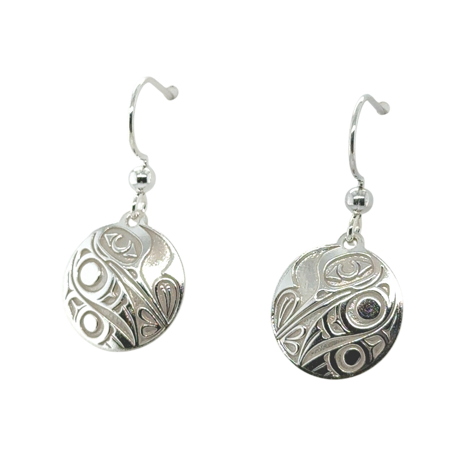 Earrings - Sterling Silver - Drop - Round - Hummingbird - Small - 15mm