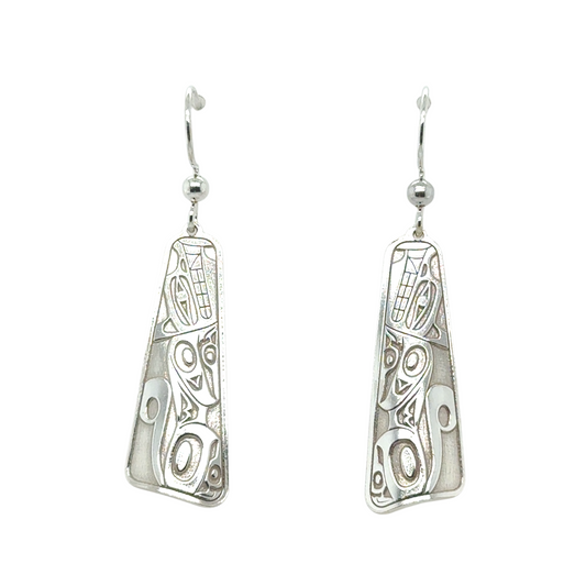 Earrings - Sterling Silver - Drop - Triangle - Long - Wolf - 32mm