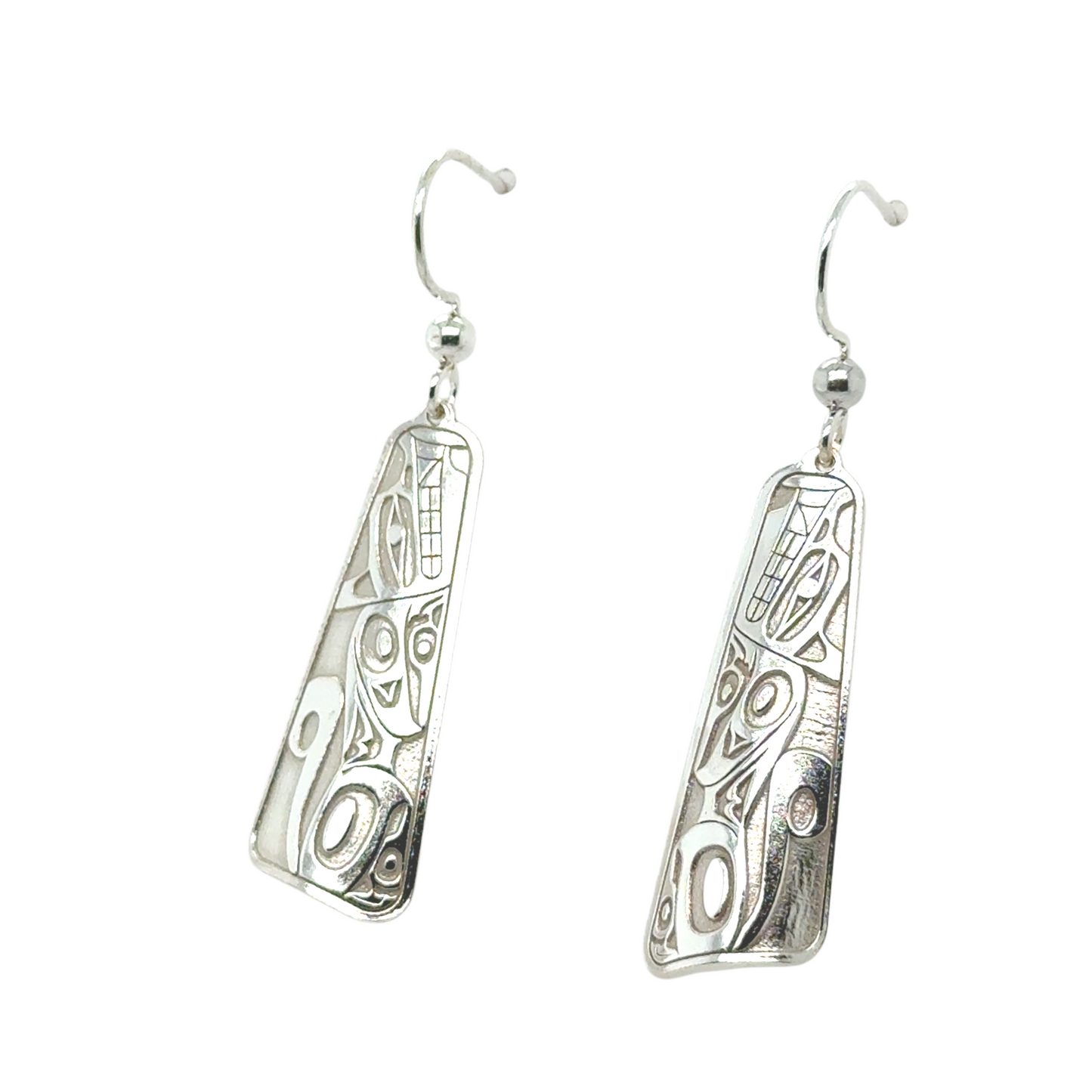 Earrings - Sterling Silver - Drop - Triangle - Long - Wolf - 32mm