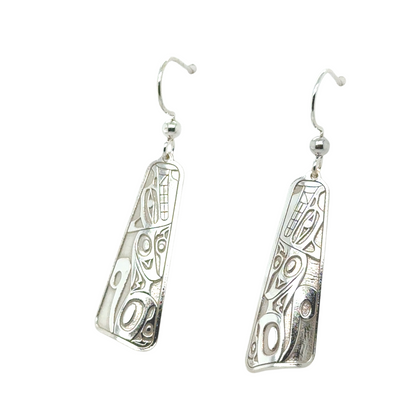 Earrings - Sterling Silver - Drop - Triangle - Long - Wolf - 32mm