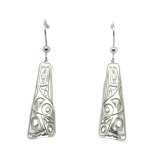Earrings - Sterling Silver - Drop - Triangle - Long - Raven - 32mm