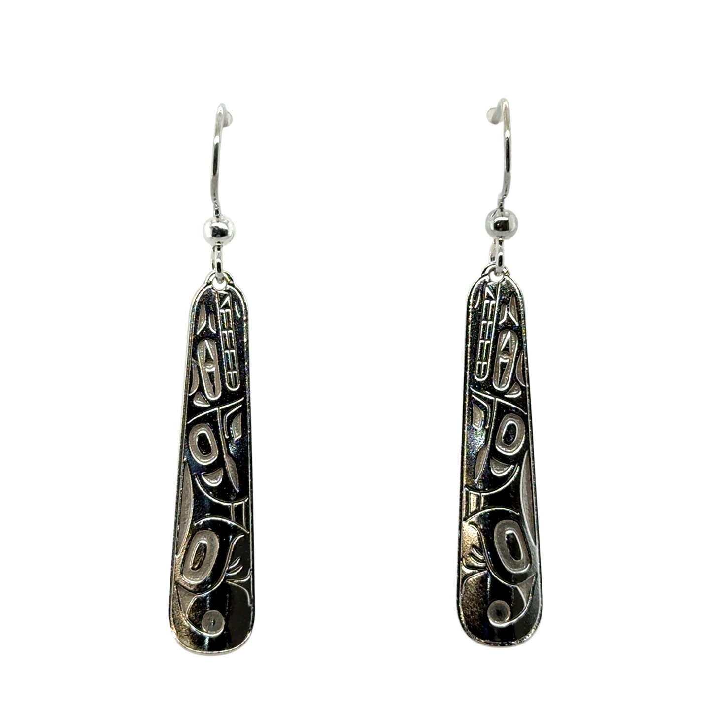 Earrings - Sterling Silver - Drop - Teardrop - Long - Wolf - 35mm