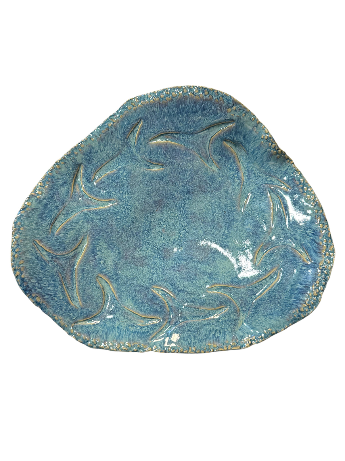 Ceramic Dish - Footed - Large - Wave