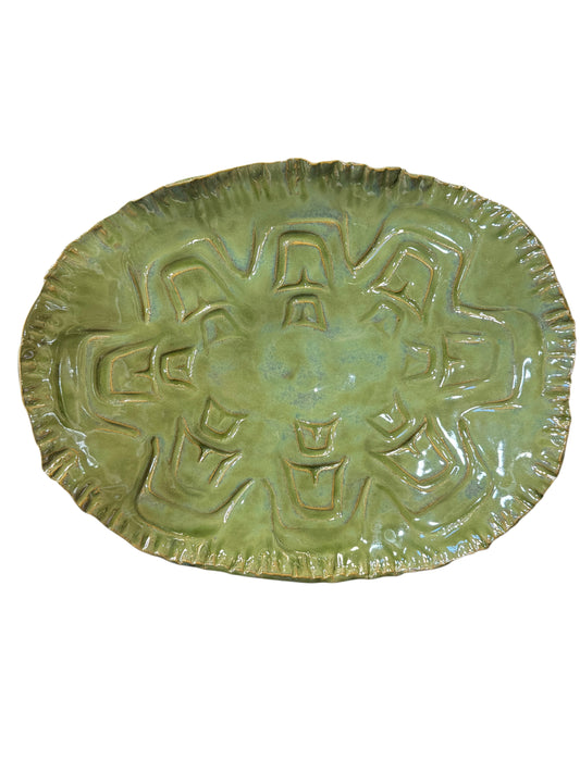 Ceramic Dish - Footed - Large - Wave