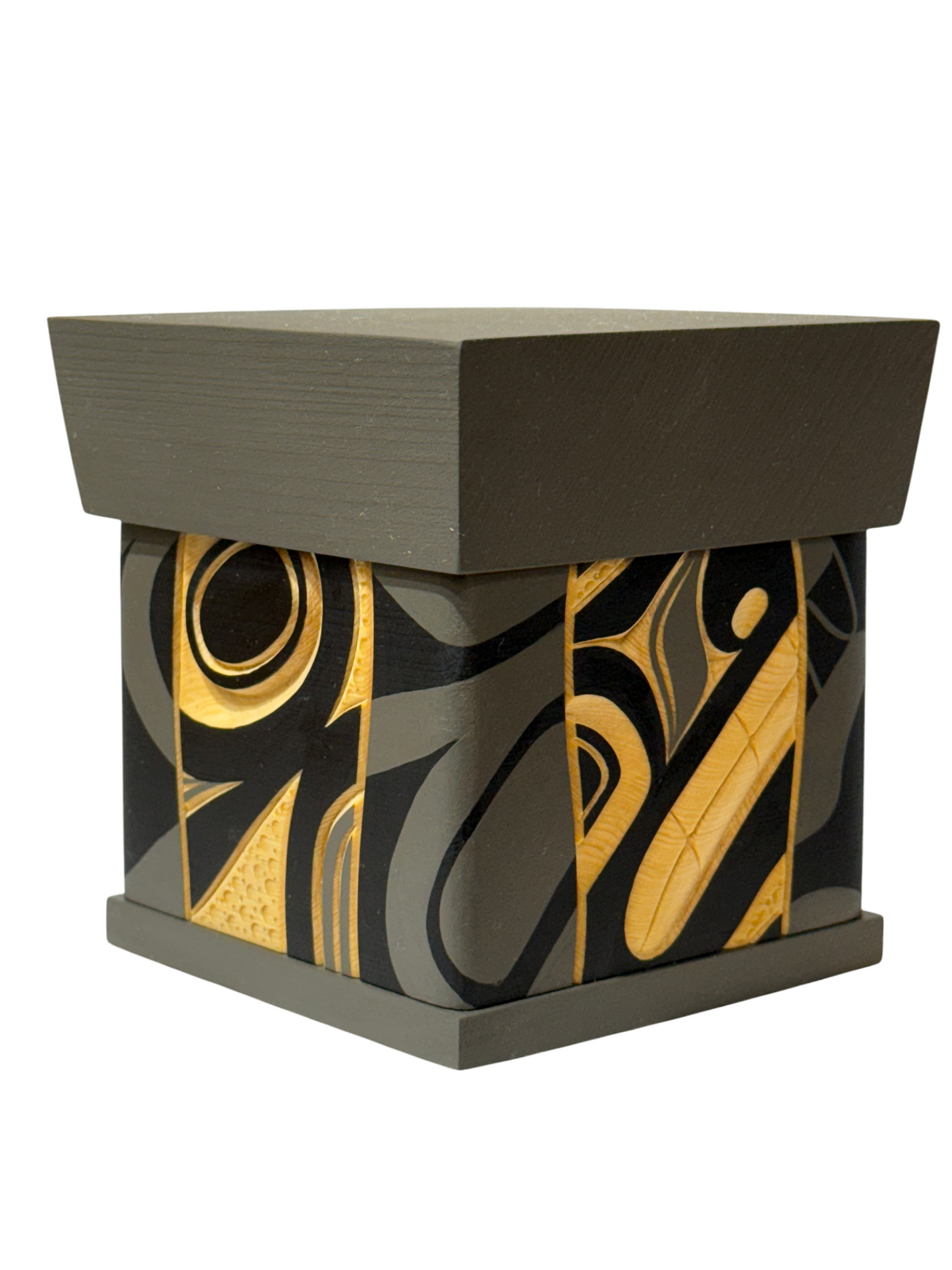 Bentwood Box - Carved - Wolf - Grey