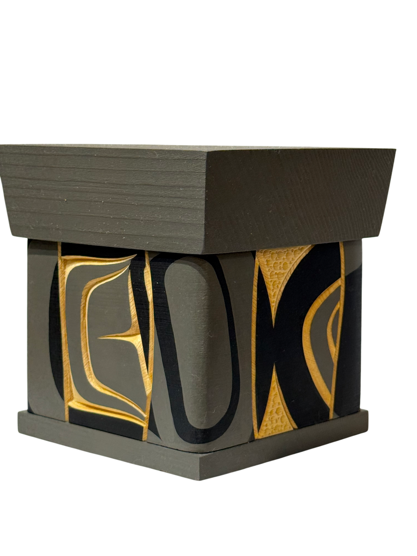 Bentwood Box - Carved - Wolf - Grey