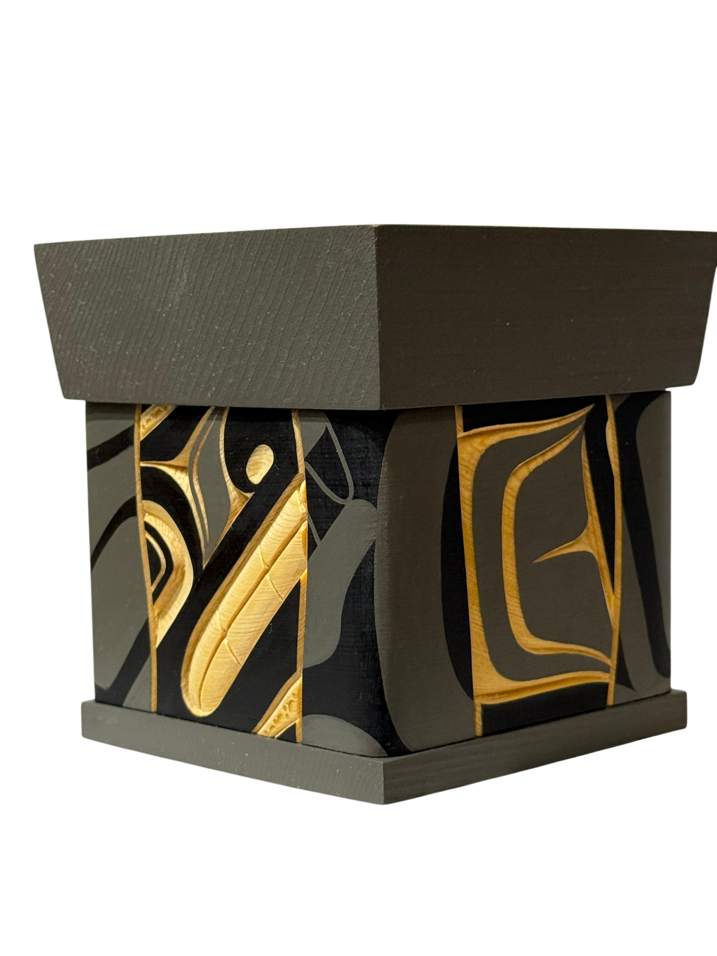 Bentwood Box - Carved - Wolf - Grey