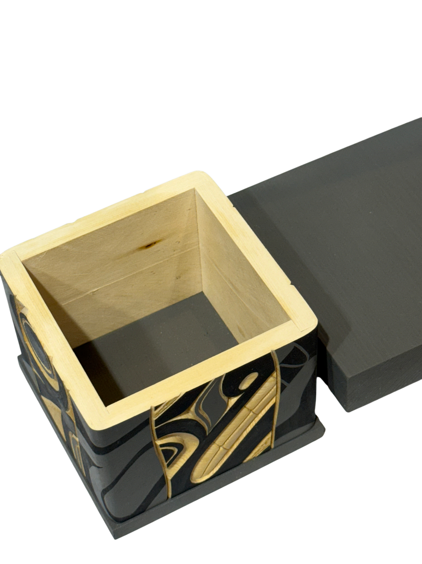 Bentwood Box - Carved - Wolf - Grey