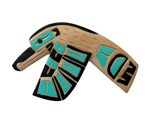 Wooden Plaque - Red Cedar - Hummingbird - Blue - Left Facing