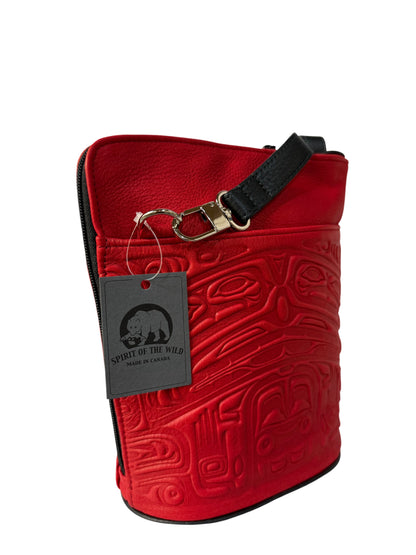 Purse - Compact Crossbody - Deerskin - Bear - Red