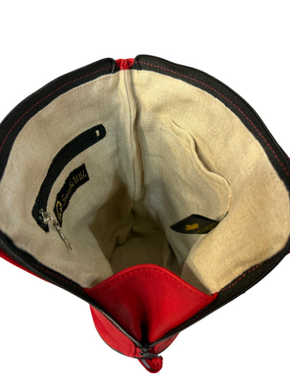 Purse - Compact Crossbody - Deerskin - Bear - Red