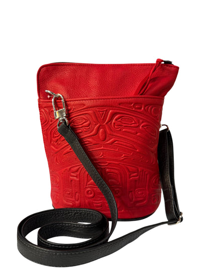 Purse - Compact Crossbody - Deerskin - Bear - Red