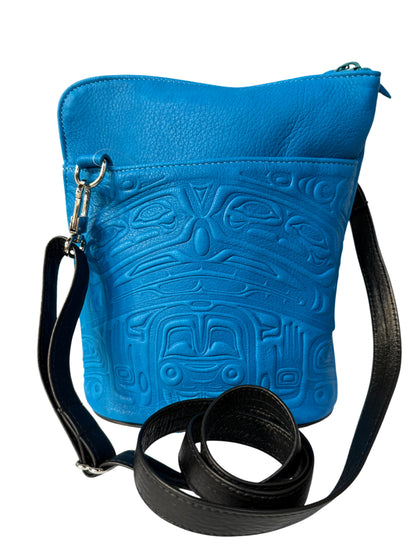 Purse - Compact Crossbody - Deerskin - Bear - Turquoise