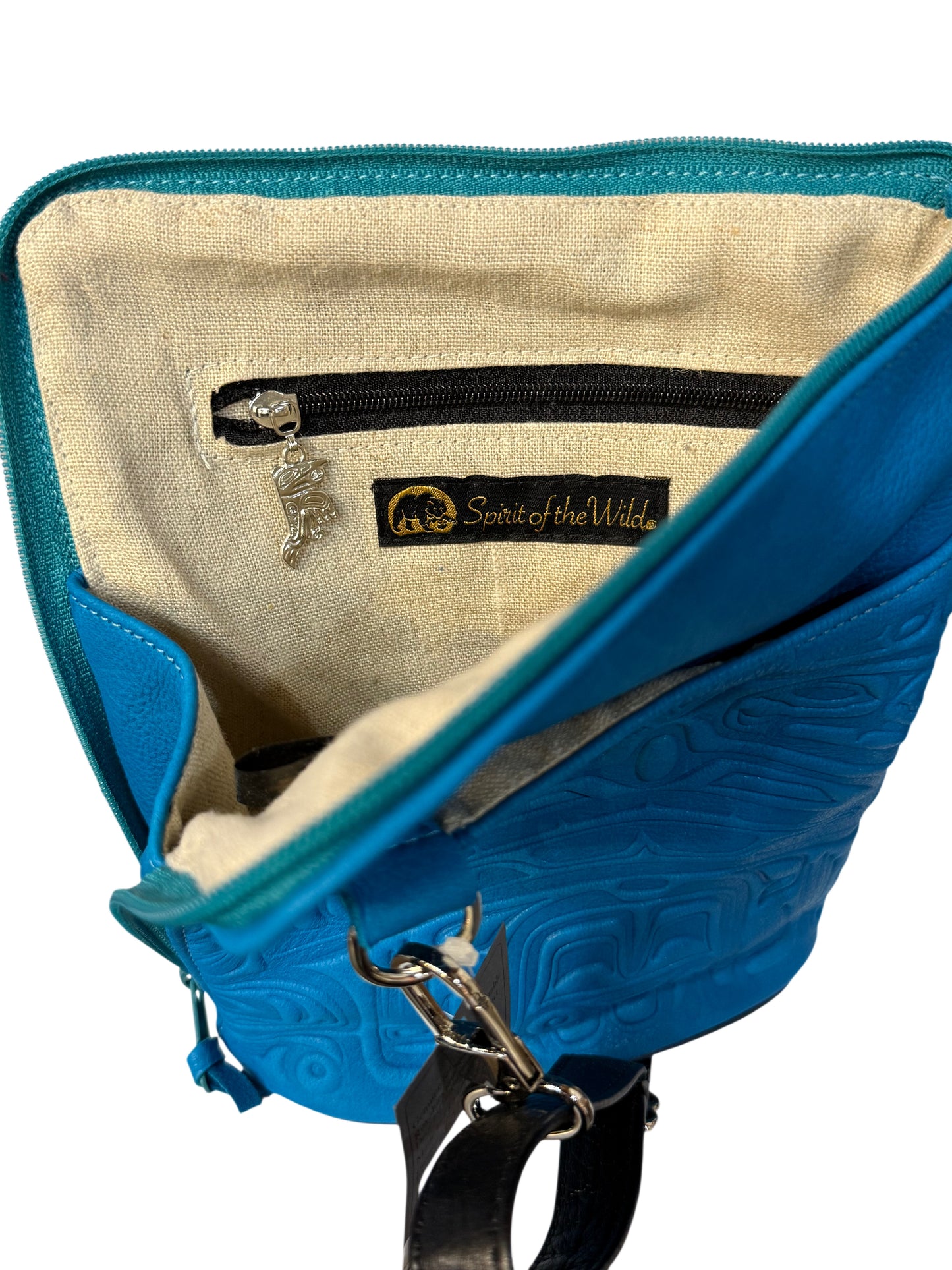 Purse - Compact Crossbody - Deerskin - Bear - Turquoise