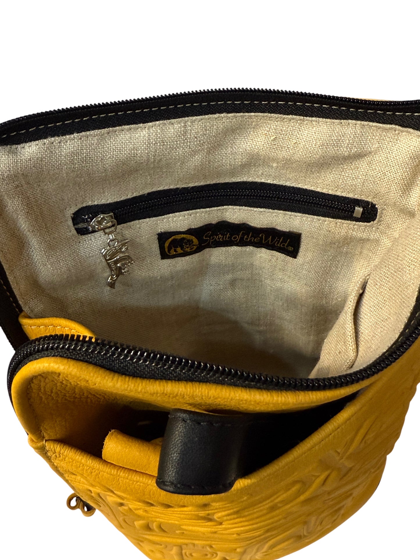 Purse - Compact Crossbody - Deerskin - Bear - Tan (Yellow)