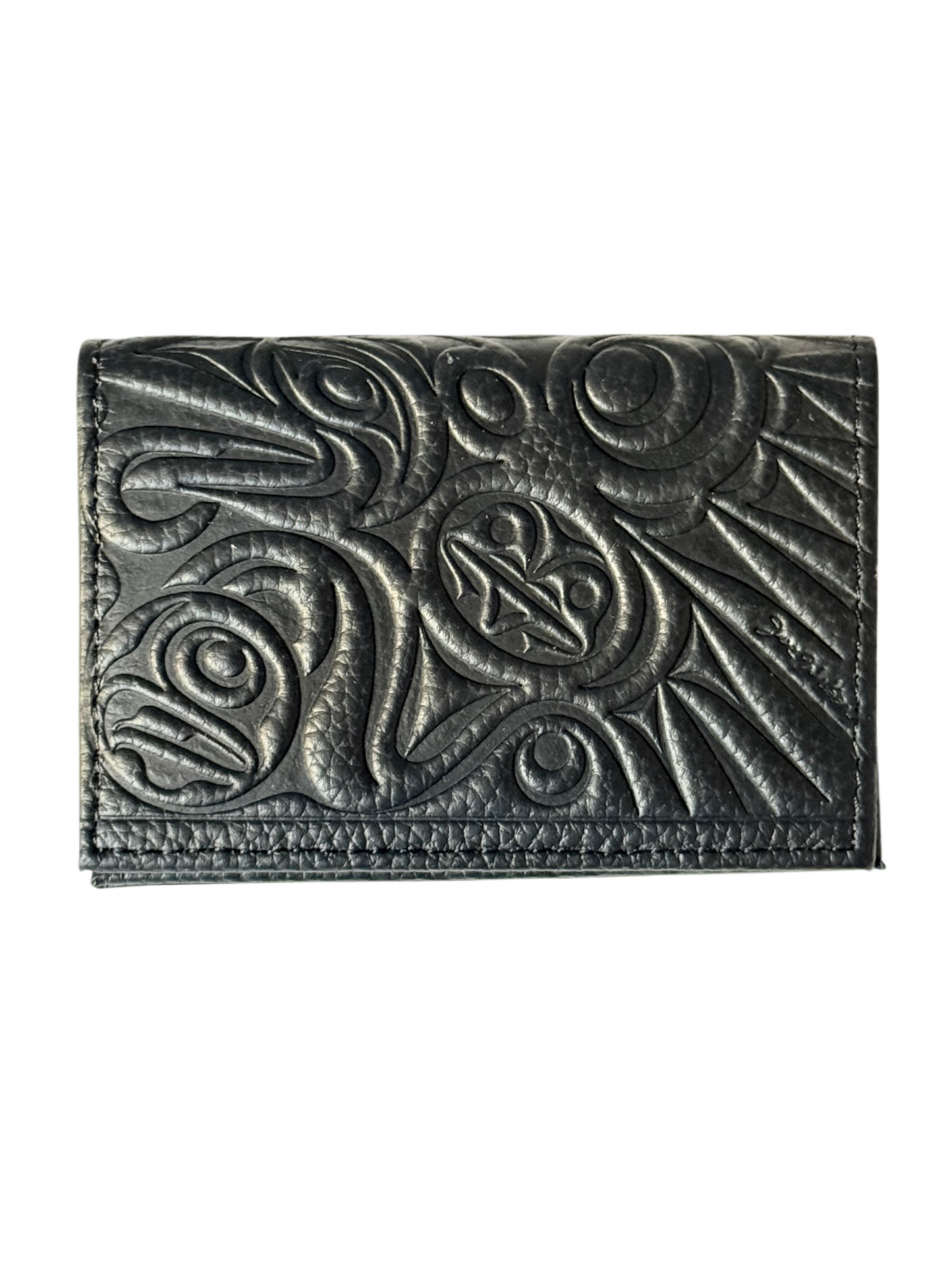 Card Wallet - Leather - Black - Dual Raven
